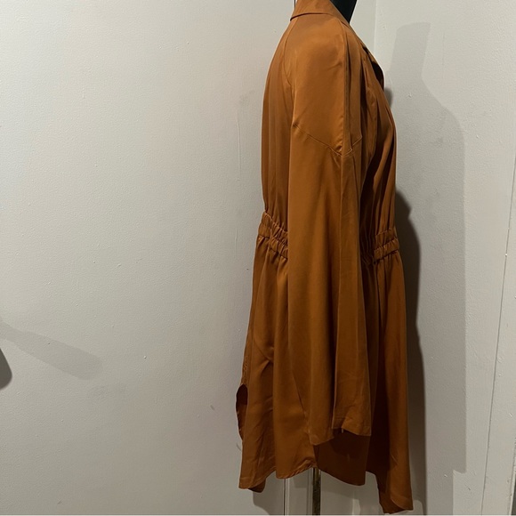 NEW Terea By Andrea Pitter Jacket long duster Adobe L Large Rust Orange coat - Picture 5 of 12